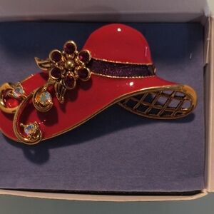 Fancy  Hat Brooch with Floral Accents